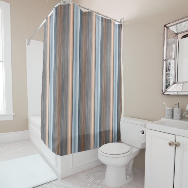Rideaux De Douche Cool Chic Brown Ardoise Bleu Gris Gris Gris Art (En situation)
