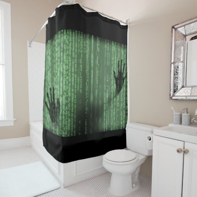 Rideaux De Douche Cool Code informatique Hacker Abstrait Surreal Art (En situation)