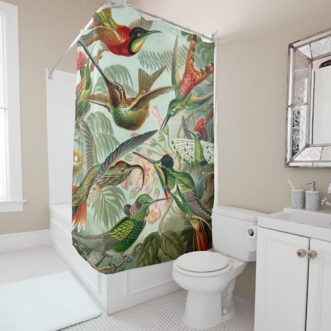 Rideaux De Douche Copie d'art d'Ernst Haeckel : Trochilidae (En situation)