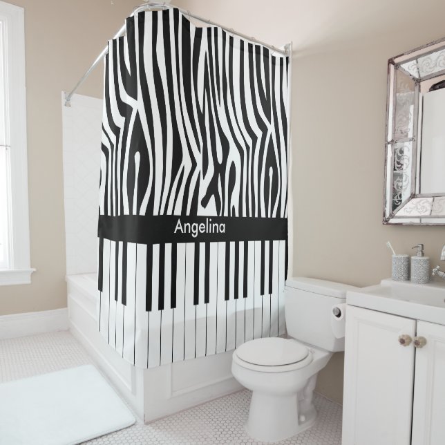 Rideaux De Douche Copie de zèbre et collection noires et blanches de (En situation)