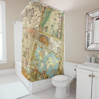 Rideaux De Douche Copie vintage de carte