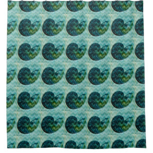 Rideaux De Douche Coque spirale Turquoise