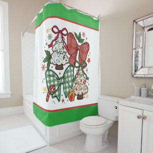 Rideaux De Douche Coquette à carreaux de dentelle pour Noël 
