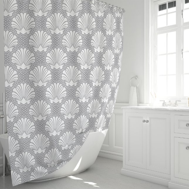 Rideaux De Douche Coquillage gris et blanc (Créateur téléchargé)
