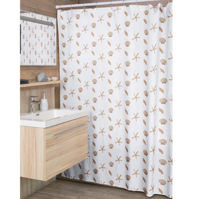 Rideaux De Douche Coquillage marin et Motif de poisson étoilé Bleu b (Créateur téléchargé)