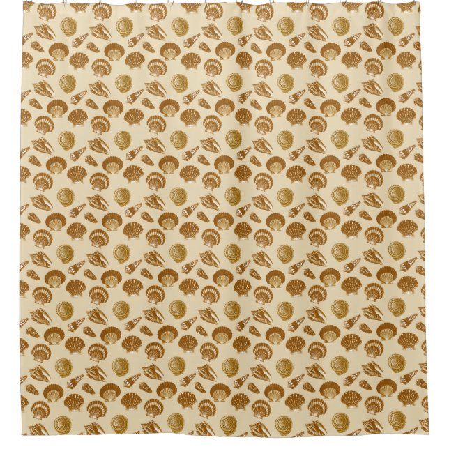 Rideaux De Douche Coquillages - Brown sur un arrière - plan beige (Devant)