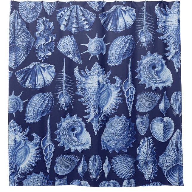 Rideaux De Douche Coquillages vintages bleus (Devant)