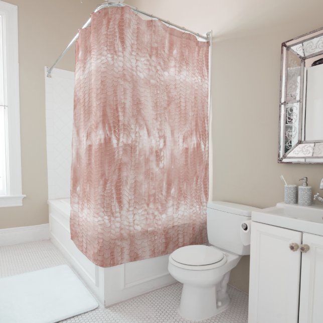 Rideaux De Douche Coquille blanche rose pâle (En situation)
