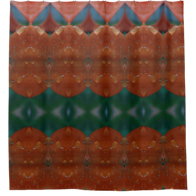 Rideaux De Douche Corail et Ikat vert (Devant)