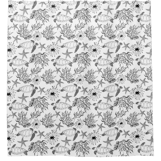 Rideaux De Douche Corail plante, tortue marine (Devant)
