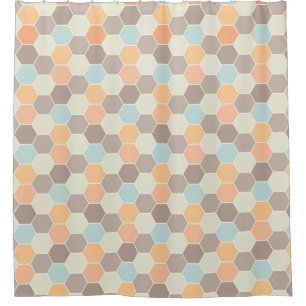 Rideaux De Douche Coral bleu crème Clay Honeycomb Motif