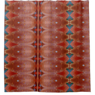 Rideaux De Douche Coral et Ikat bleu