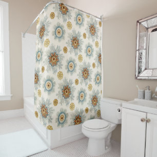 Rideaux De Douche Coral Mandala Motif