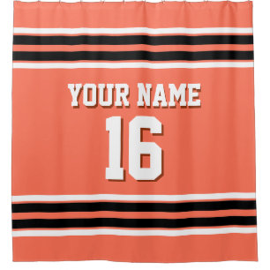 Rideaux De Douche Coral noir blanc rayures Sports Jersey