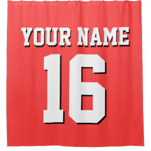 Rideaux De Douche Coral Red White Sports Jersey Team Jersey