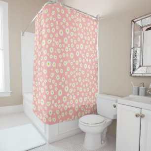 Rideaux De Douche Coral rose Boho Motif de marguerites de printemps
