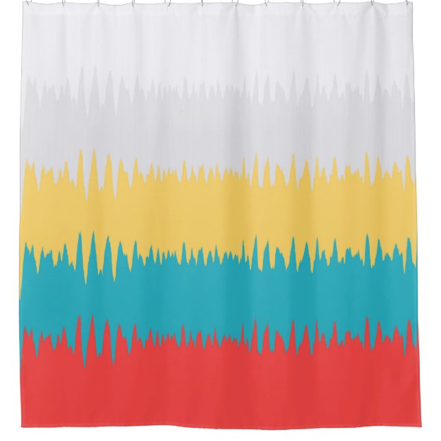 Rideaux De Douche Coral Turquoise Yellow White Stripes (Devant)