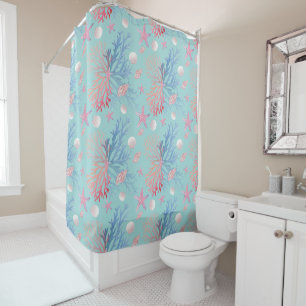 Rideaux De Douche Coraux Mignons Coquilles Huitres Œuf de Merle Bleu