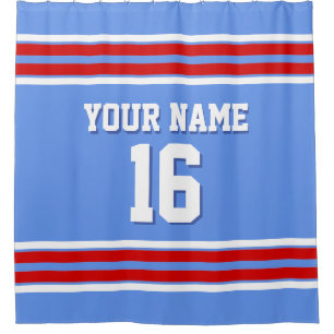Rideaux De Douche Cornflower Blue Red White Stripes Sports Jersey