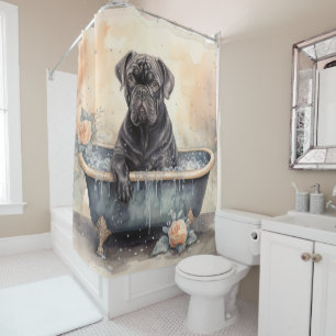 Rideaux De Douche Corso En Canne Dans La Baignoire Aquarelle Chien A