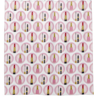 Rideaux De Douche Cosmetologie Motif de maquillage rose