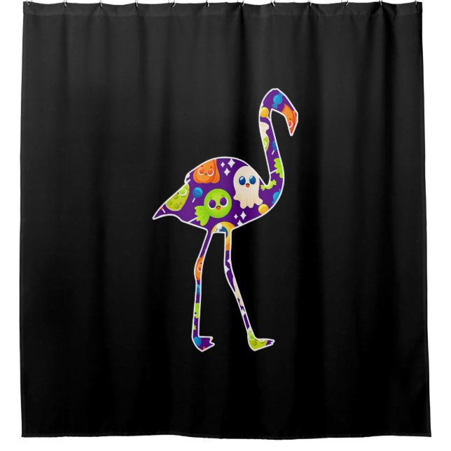Rideaux De Douche Costume d'Halloween Flamant rose Fantôme Bonbon ca (Devant)