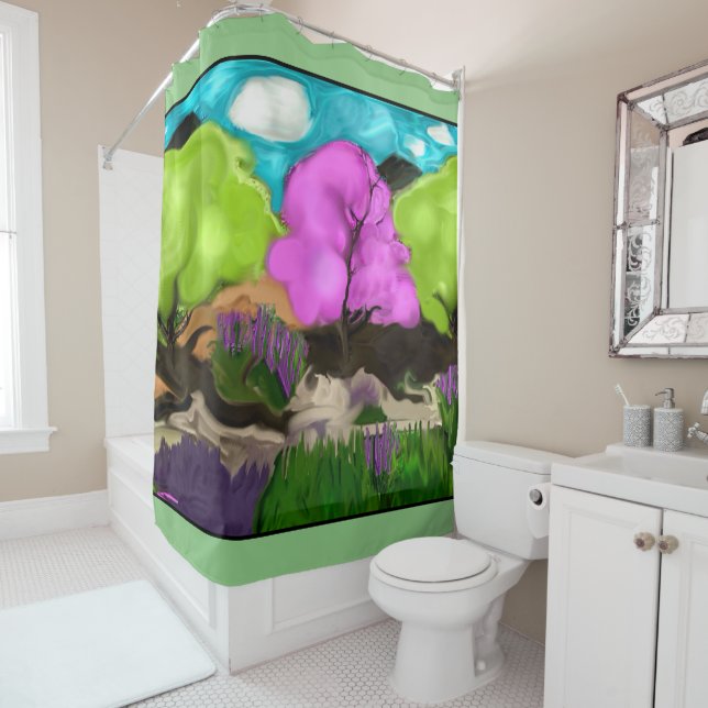 Rideaux De Douche Cotton Candy Art Abstrait (En situation)