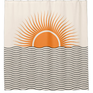 Rideaux De Douche Coucher de soleil Abstrait : décoration boho géomé