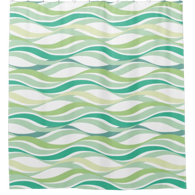 Rideaux De Douche COULEUR Arrière - plan Abstraite Waves Green ADD (Devant)