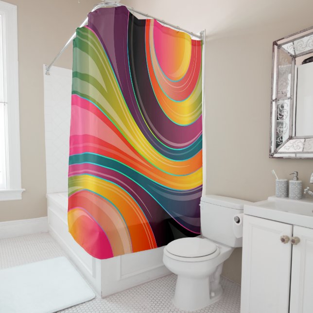 Rideaux De Douche Couleur multi à la mode (En situation)