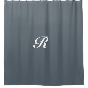 Rideaux De Douche Couleur solide gris monogramme personnalisée perso