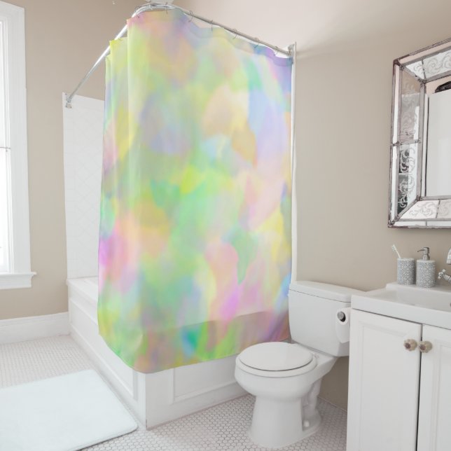 Rideaux De Douche Couleurs abstraites de sucrerie de coton (En situation)