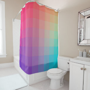 Rideaux De Douche Couleurs arc-en-ciel colorées Pixels Design dégr