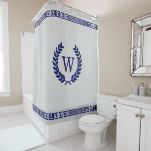Rideaux De Douche Couleurs DIY clé grecque S Laurel monogramme gris