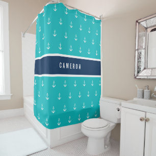 Rideaux De Douche Couleurs personnalisées Ajouter un nom Ancre nauti
