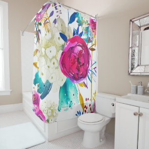 Rideaux De Douche Couleurs Vives Florales Botaniques Modernes Élégan