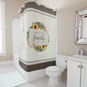 Rideaux De Douche Country Sunflower Nom de famille Russe Wood