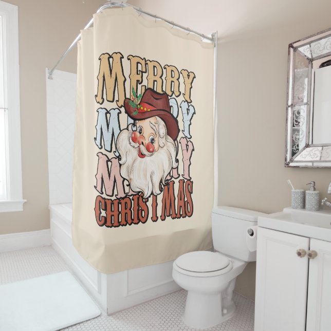 Rideaux De Douche Country Western Cowboy Noël (En situation)