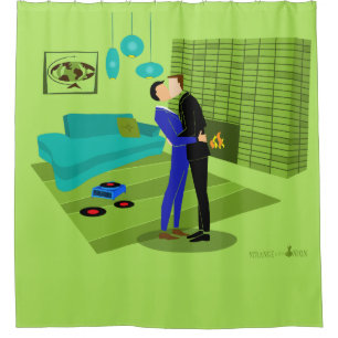 Rideaux De Douche Couple gay rétro amoureux