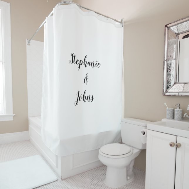 Rideaux De Douche Couple Nom Personnalisé Monogrammes Noir Blanc Cut (En situation)