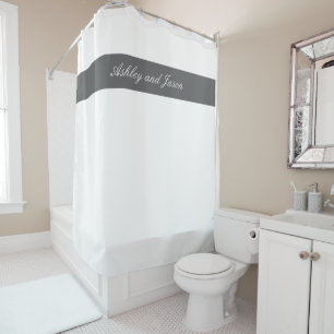 Rideaux De Douche Couples personnalisés Nom gris et blanc