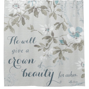 Rideaux De Douche Couronne chrétienne de Beauté Bleu Floral