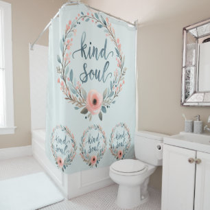 Rideaux De Douche Couronne florale de l'âme gentille Citation à l'aq