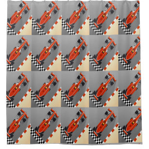 Rideaux De Douche Course de voiture rouge