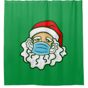 Rideaux De Douche covid masque visage de noël santa claus barbe
