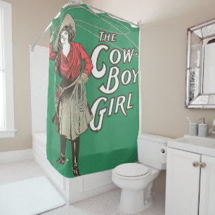 Rideaux De Douche Cow-girl occidentale vintage la copie de fille de