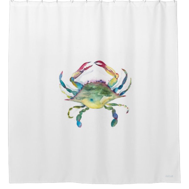 Rideaux De Douche Crabe bleu aquarelle (Devant)