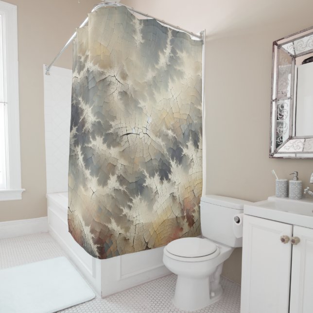 Rideaux De Douche Crackle rustique Abstrait (En situation)