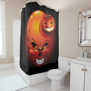 Rideaux De Douche Crâne d'Halloween et Citrouille