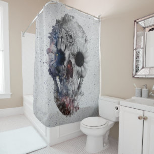 Rideaux De Douche Crâne floral 2